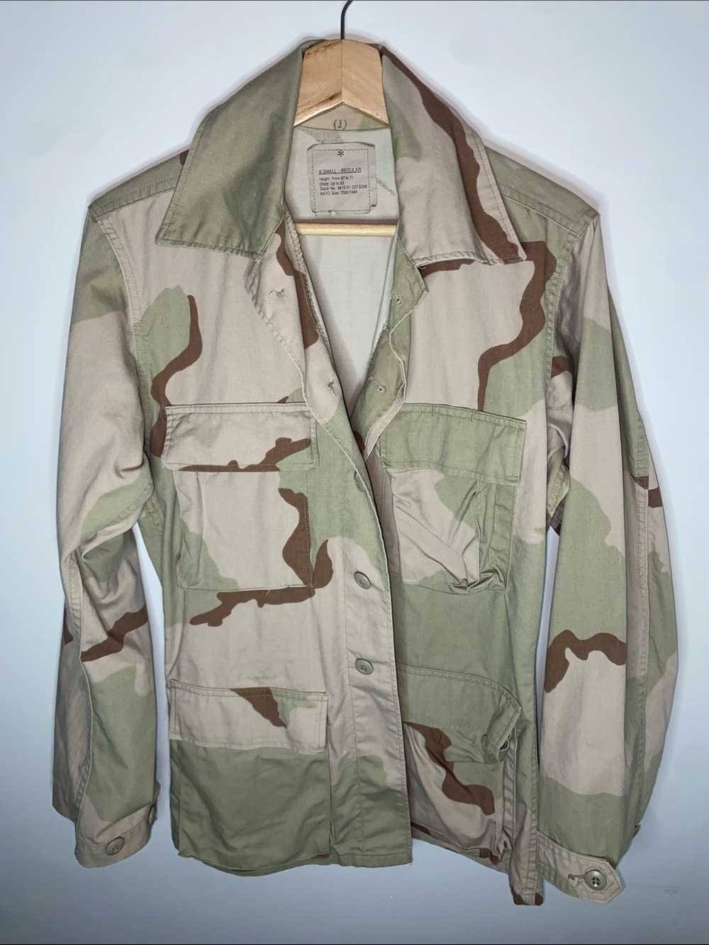 American Apparel X-Small Regular Camouflage Military Field Jacket - Beige